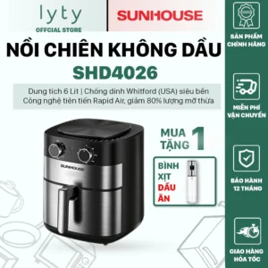 Nồi chiên không dầu 6L Sunhouse SHD4026 Mới 100% - Bảo hành chính hãng 24 tháng