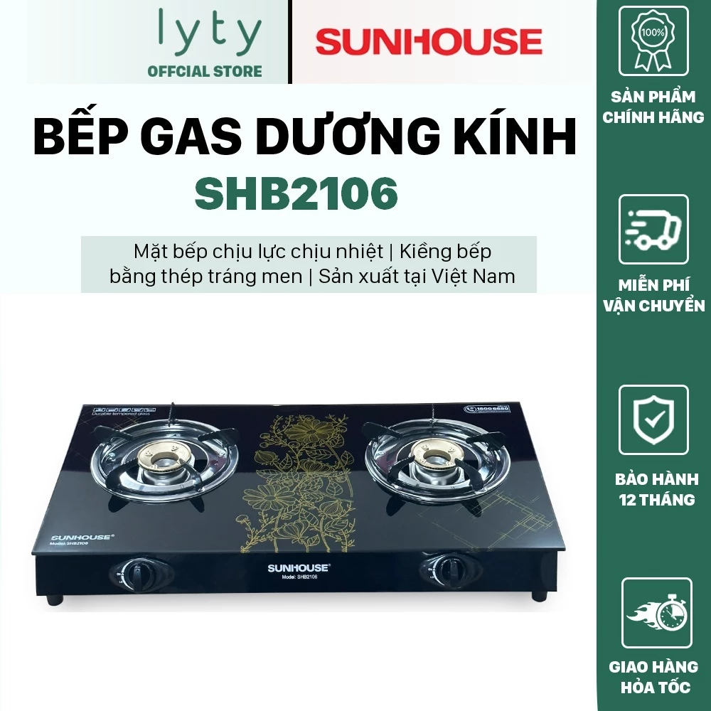 Bếp gas dương kính Sunhouse SHB2106 - Mới 100% BẢO HÀNH CHÍNH HÃNG 12 tháng Toàn Quốc